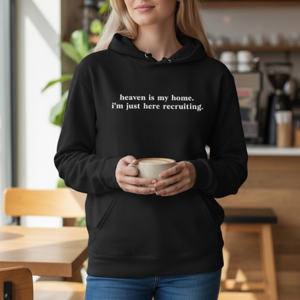 NEW• HEAVEN IS MY HOME HOODED SWEATSHIRT BLACK & WHITE• XL